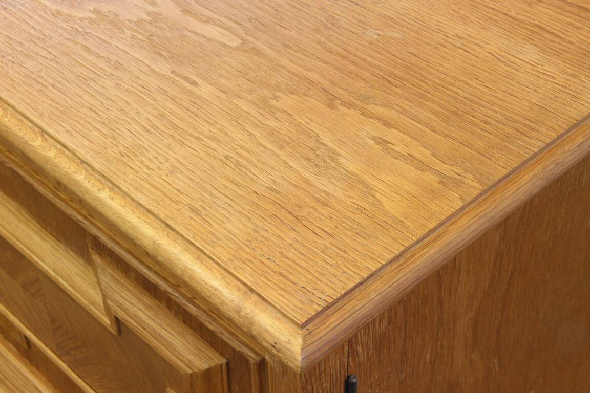 1960s vintage low sideboard / credenza cabinet in oak, Danish Baroque style