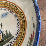 Fruit bowl, bird head handle HB Quimper Breton earthenware