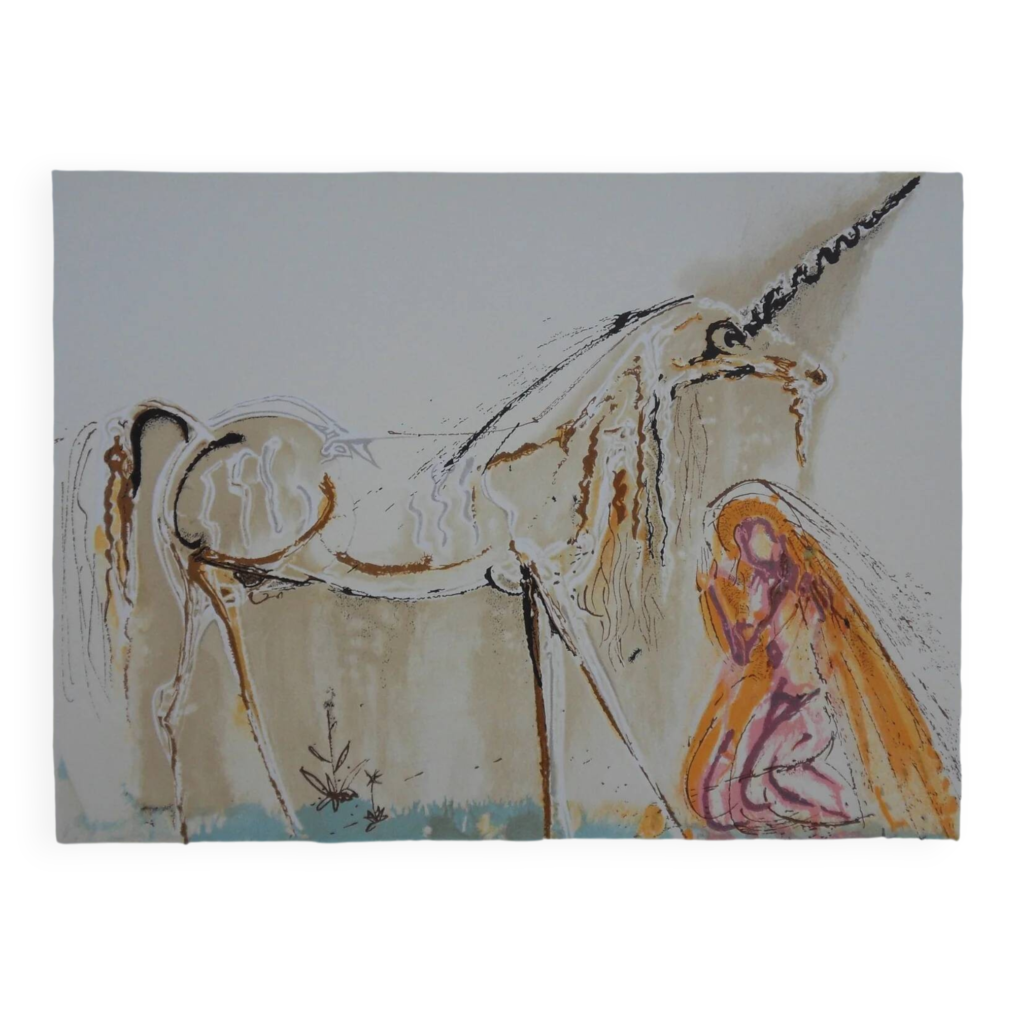 Salvador Dali: Horses, The Unicorn - Signed Lithograph