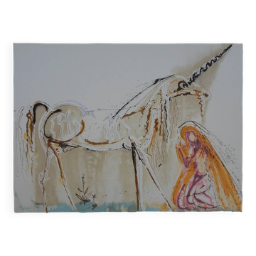 Salvador Dali : Les Chevaux, La Licorne - Lithographie signée