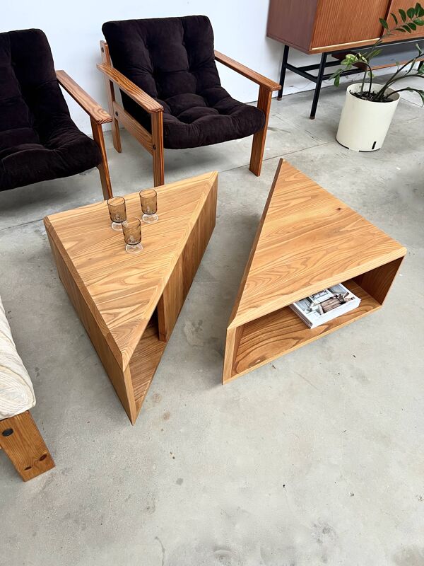 Table basse en orme massif modulable