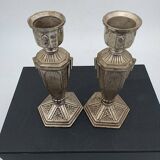 Art Deco metal candle holders.