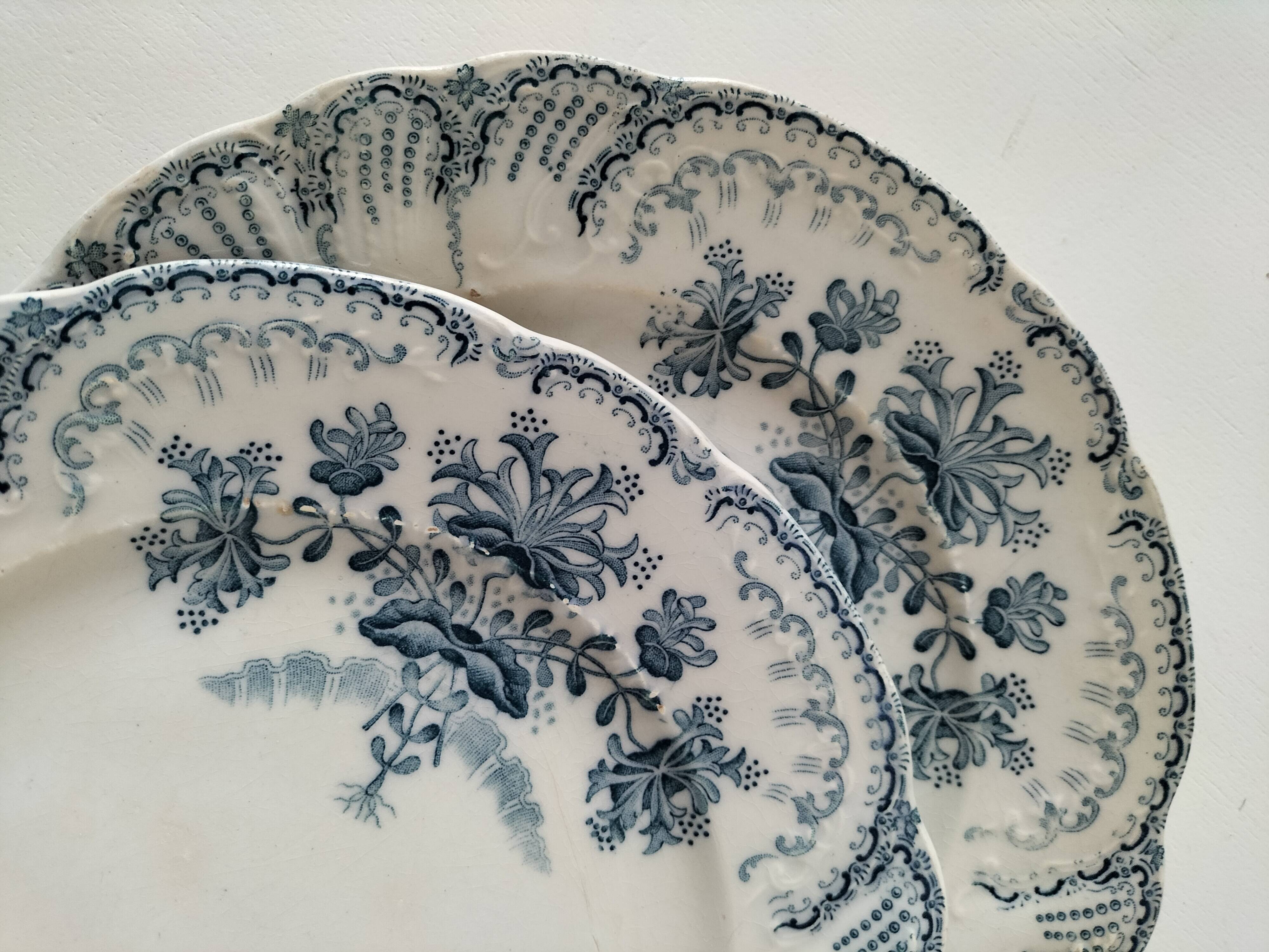 Two ironstone plates Saint-Amand Regency model