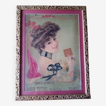 Old Art Nouveau poster on Colonial Foods, with frame