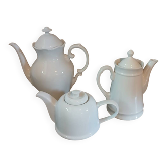 Set of 3 antique teapots/coffee pots