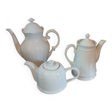 Set of 3 antique teapots/coffee pots