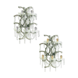 Pair of appliques Marie Thérèse Brass frame and glass and tassels 20th century