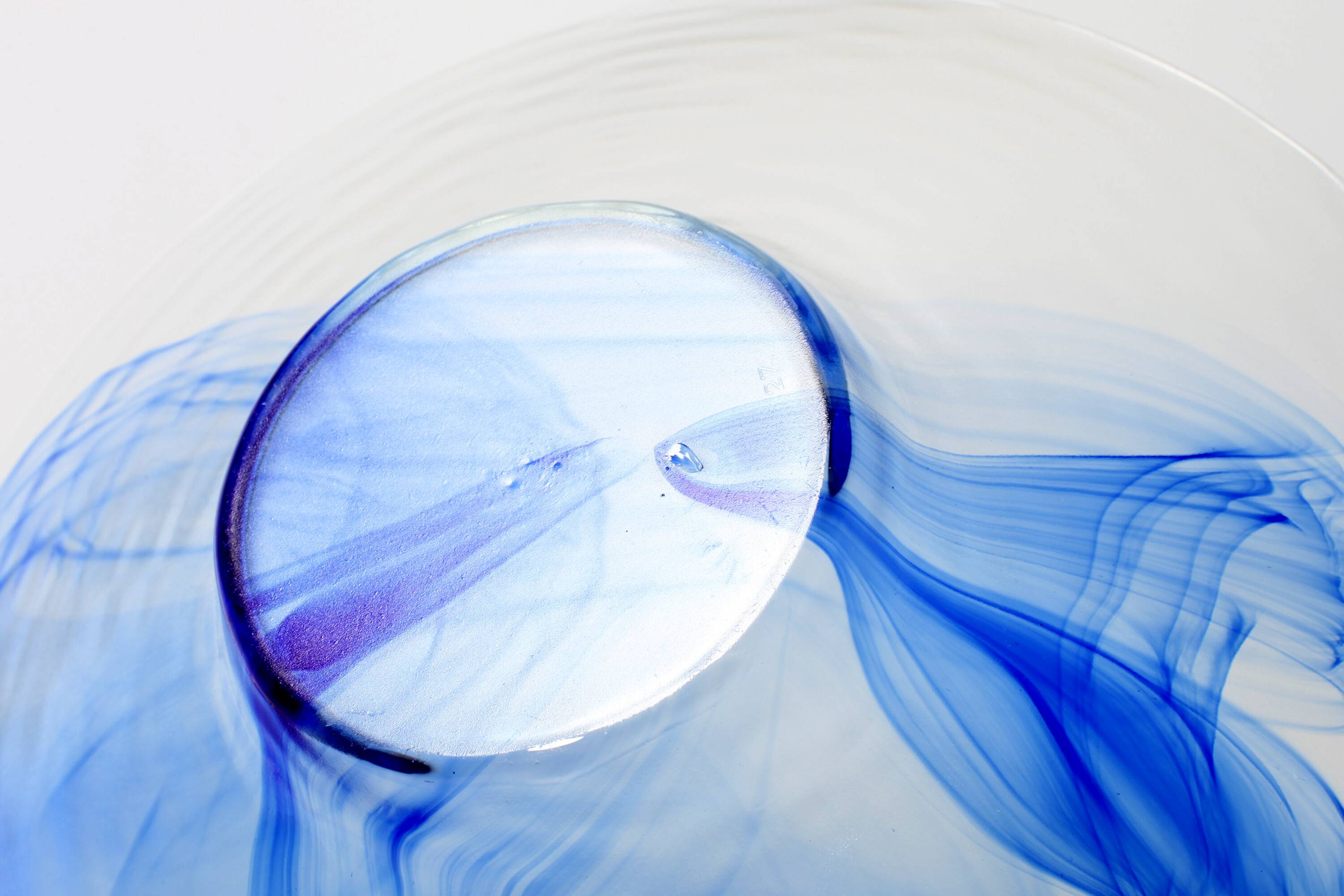 Vintage Bormioli Rocco Art Glass Bowl: Cobalt Blue Swirl Centerpiece