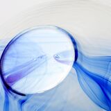 Vintage Bormioli Rocco Art Glass Bowl: Cobalt Blue Swirl Centerpiece