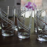 Set de 6 grands verres en cristal gravé signés