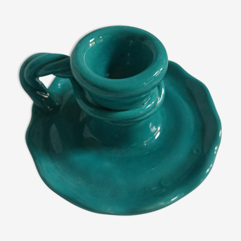 Green vintage ceramic candle holder
