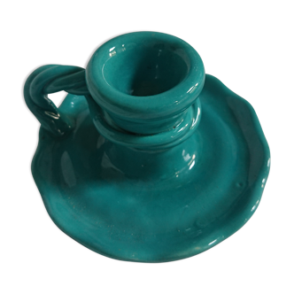 Green vintage ceramic candle holder