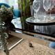 Chrome and smoked glass coffee table on wheels 1970