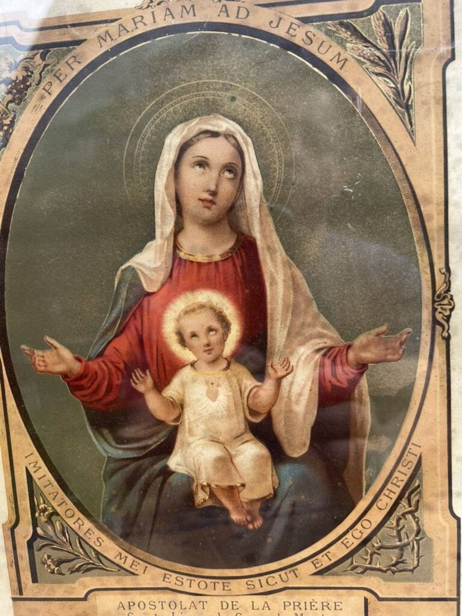 Image religieuse encadrée – "Per Mariam ad Jesum" – Paris, vers 1900