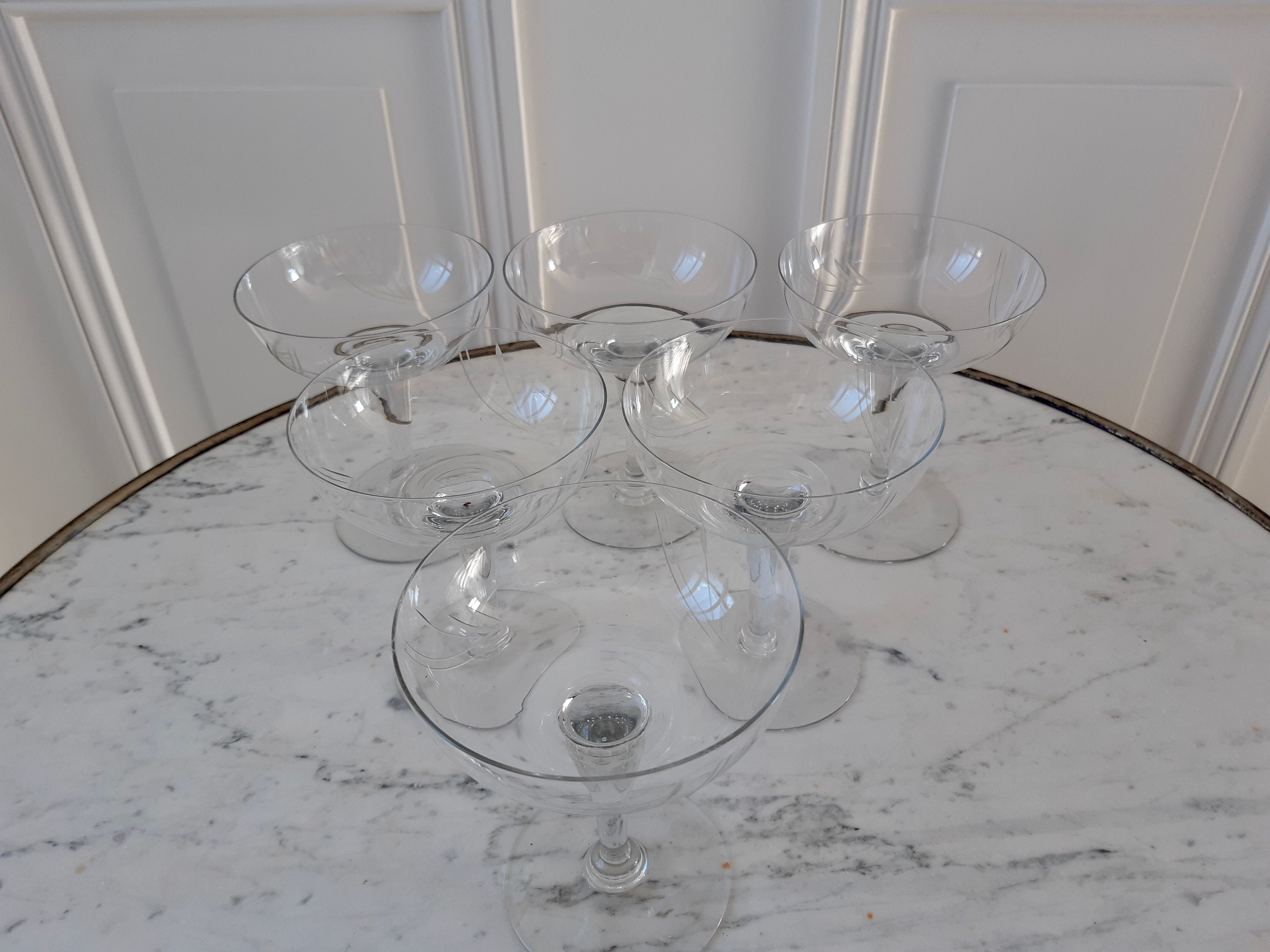 Lot de 6 coupes à champagne en cristal