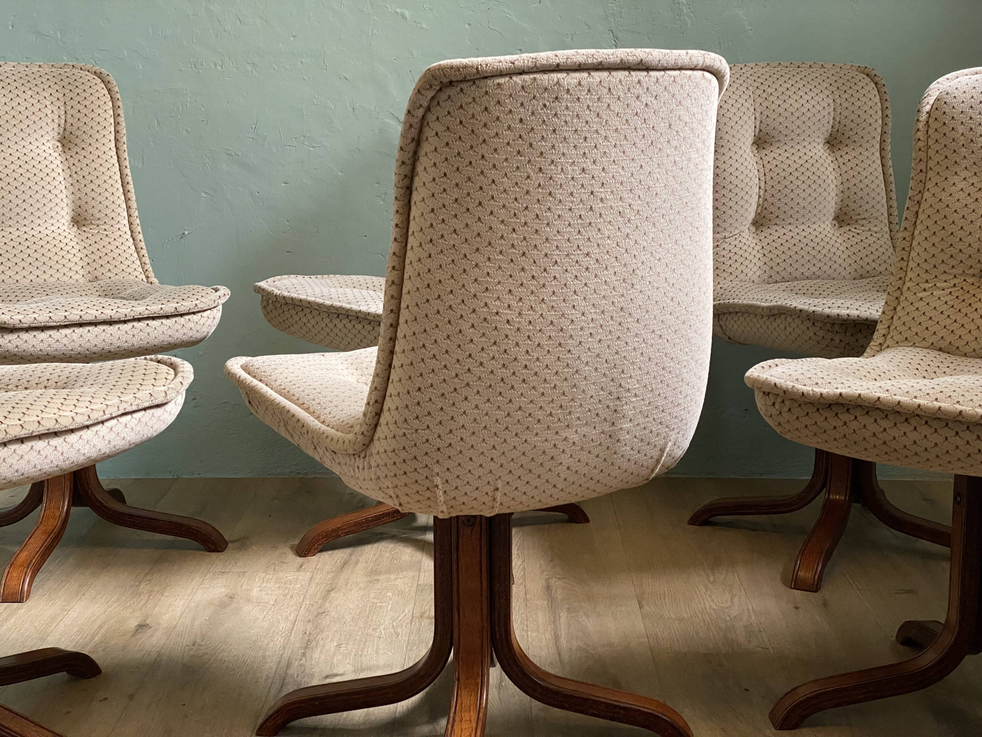 6 Swivel Bucket Chairs Scandinavian Design Vintage 60 70