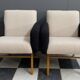set of 2 black and White boucle lounge chairs 1960s