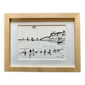 Ink titled “Deauville” signed Michel Legros.
