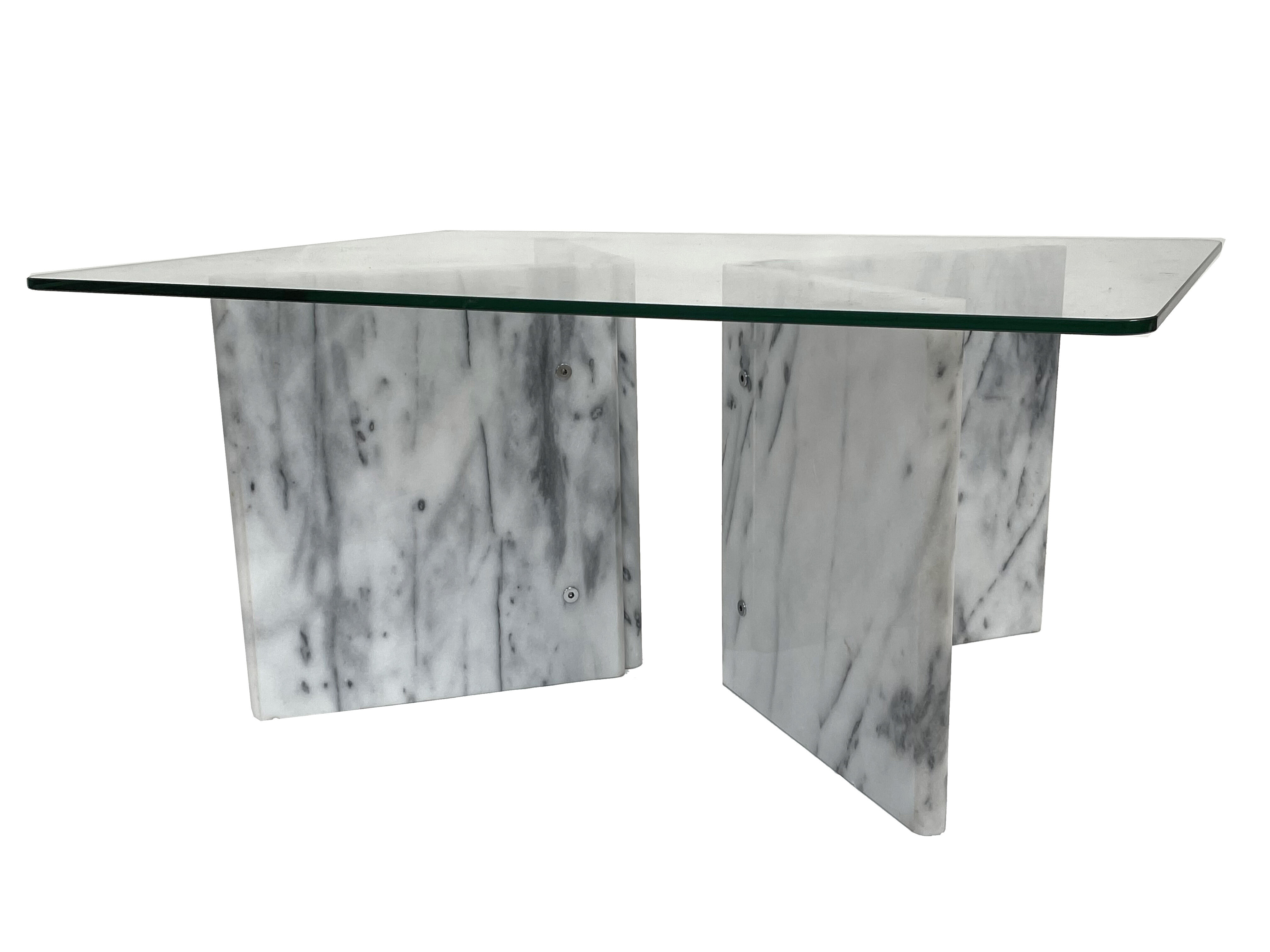 Design Coffee Table Marble With Glass Top 80s Selency