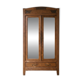 Art Deco wardrobe in solid oak with mirrors