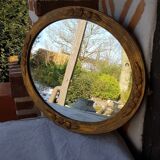 Art Deco golden oval mirror