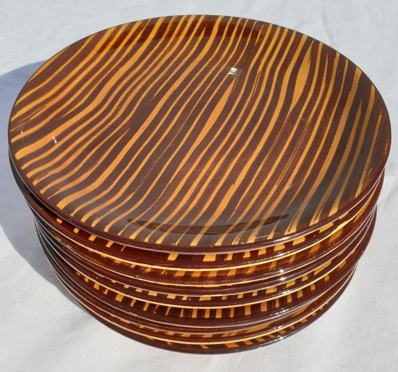 Set 10 plates African Art Deco 1930 Domino Sarreguemines