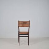 Chaise en teck et rotin, années 60