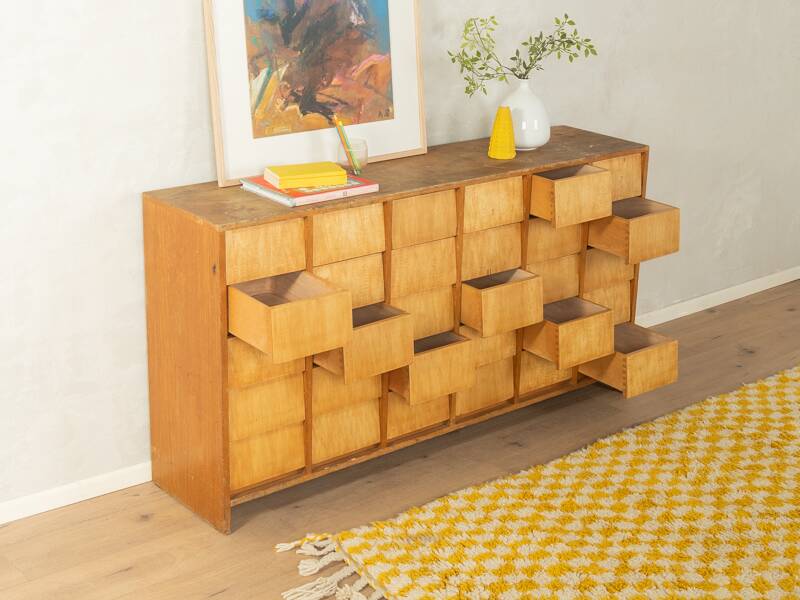 Vintage chest of drawers with thirty drawers, ash wood, 1950s