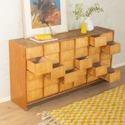 Vintage chest of drawers with thirty drawers, ash wood, 1950s