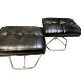 2 leather stools