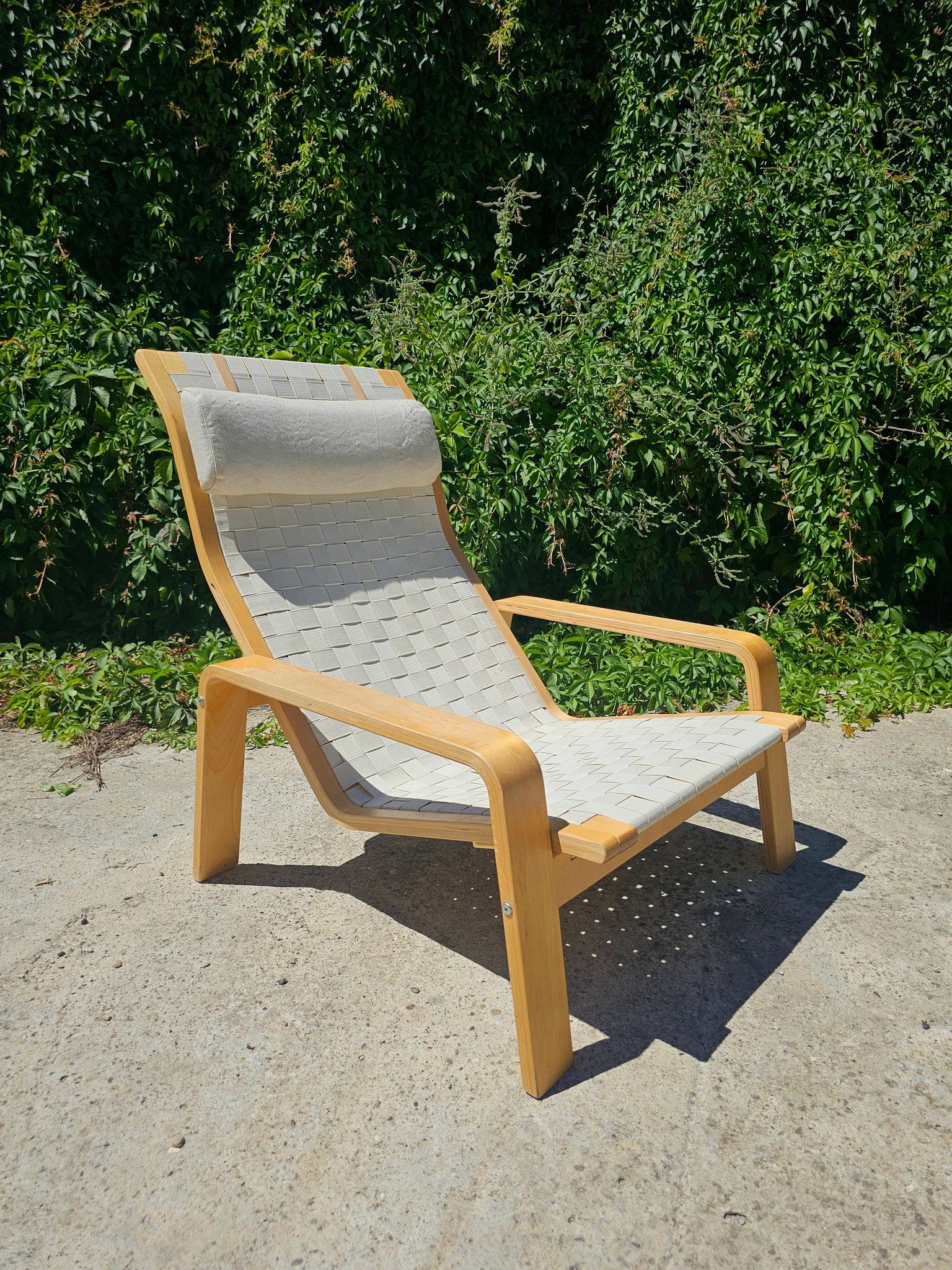 Pulkka lounge chair pair with ottoman by Ilmari Lappalainen for IKEA