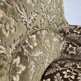 1950s, Danish armchair, green furniture velour, ash wood legs.