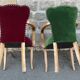 Pair of vintage studded velvet bridge chairs, 1950s