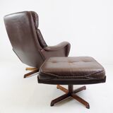 Madsen & Schubell leather armchair with ottoman for Bovenkamp
