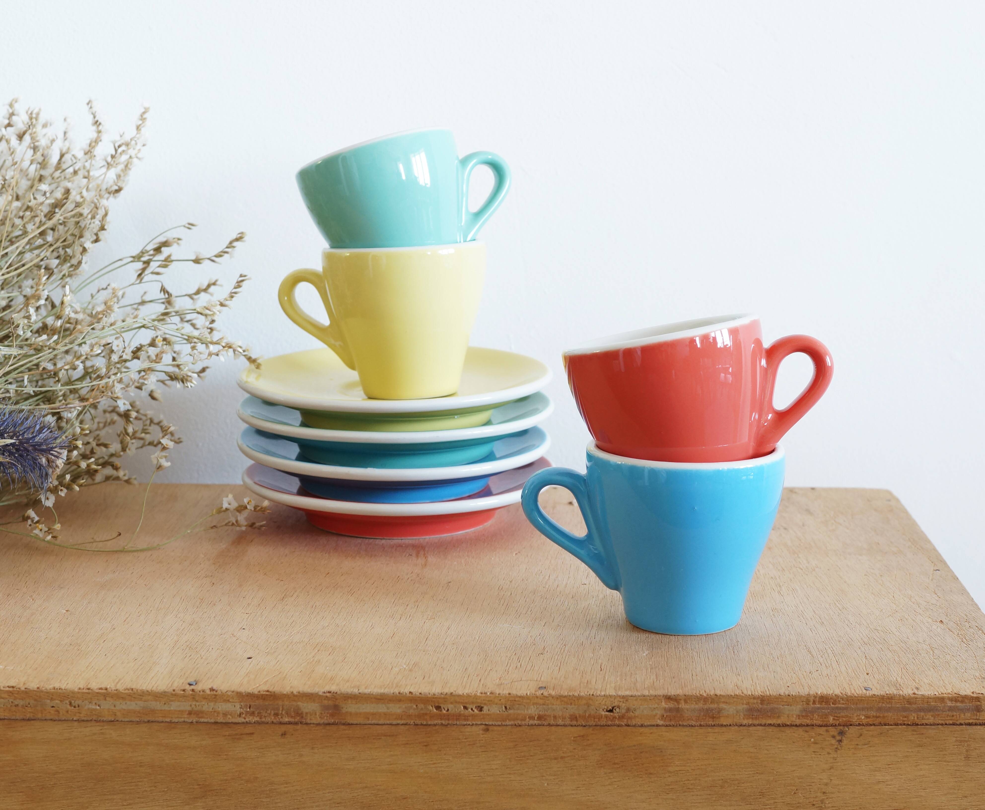 Ensemble de 4 tasses à espresso et soucoupes Cafés Richard