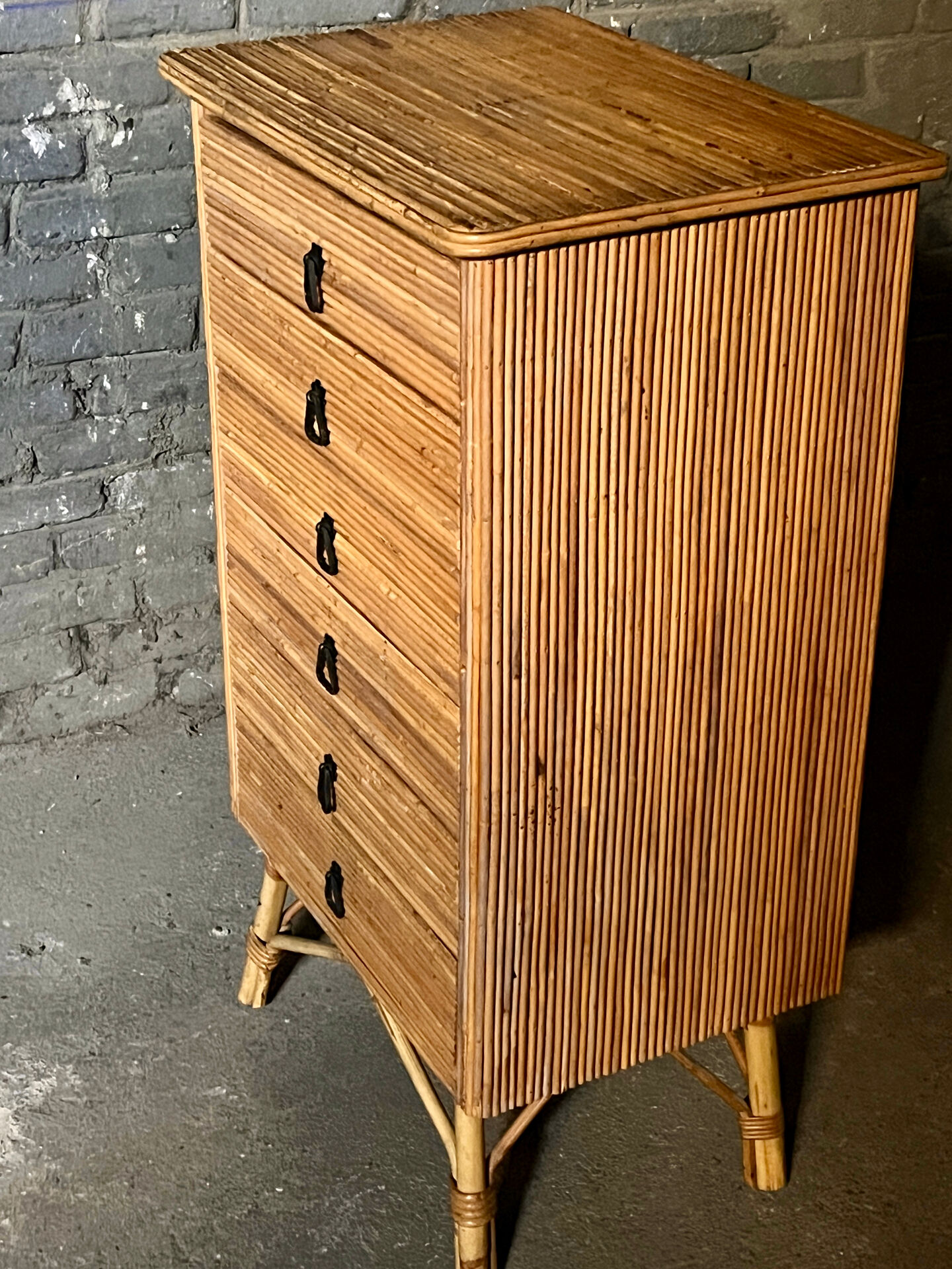 Commode en rotin, années 60