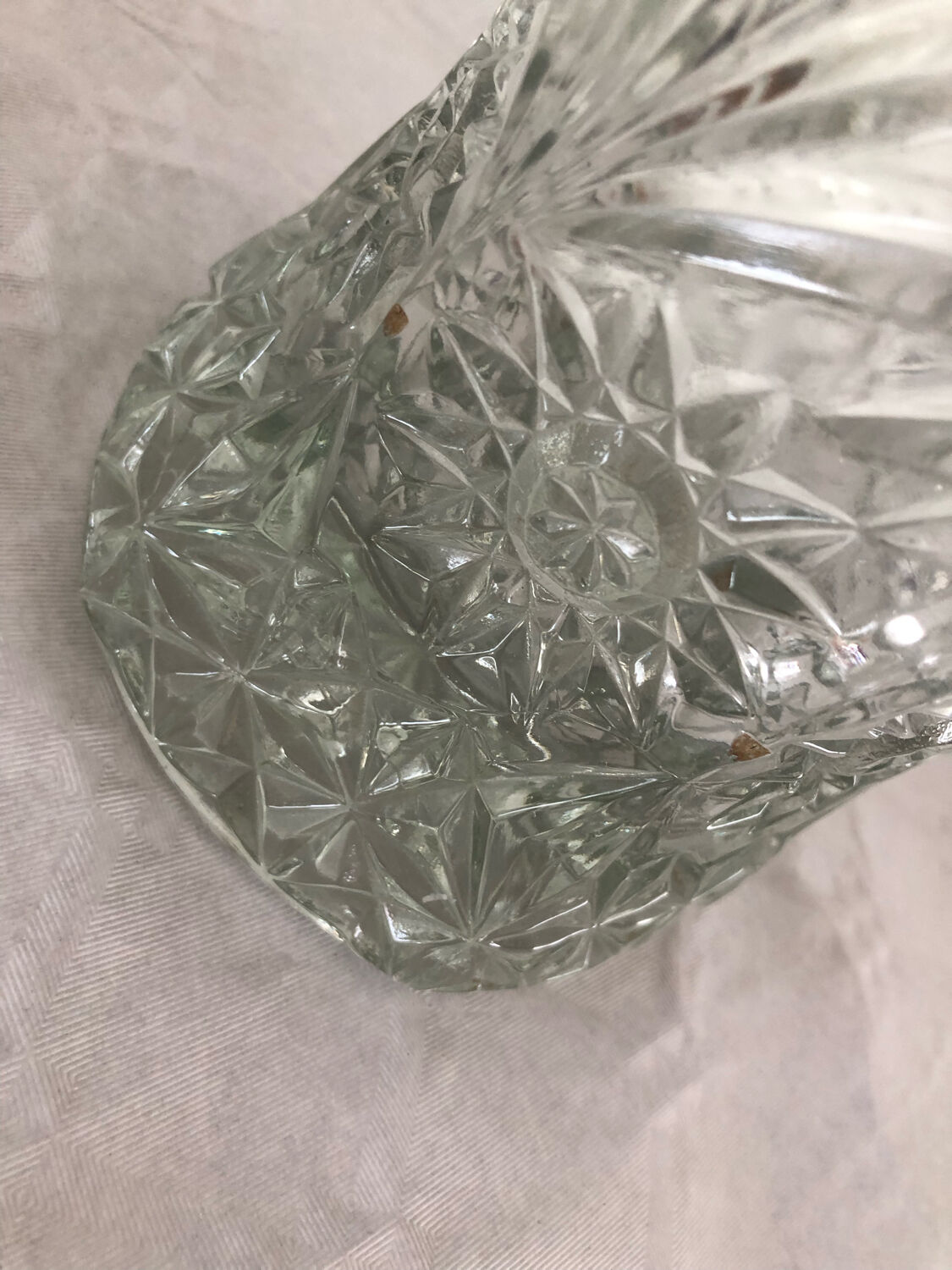 Old vintage chiseled cut glass vase