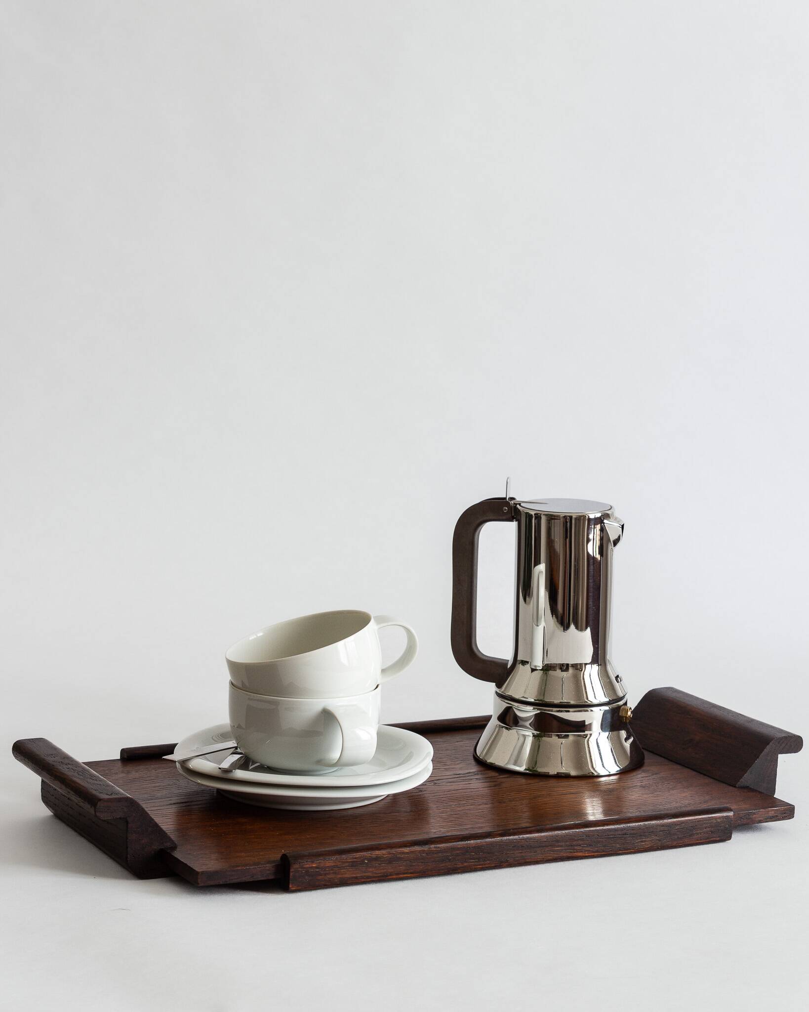 Plateau de service en bois massif de style Art Déco – Années 40-60