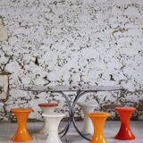 Oval dining table in chrome and smoked glass, 1970.