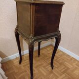 Walnut and marble bedside table