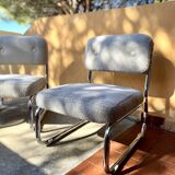 Pair of mid century armchairs / fireside chairs in French terry fabric