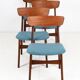 Set of 4 reupholstered Danish teak chairs, 1960s