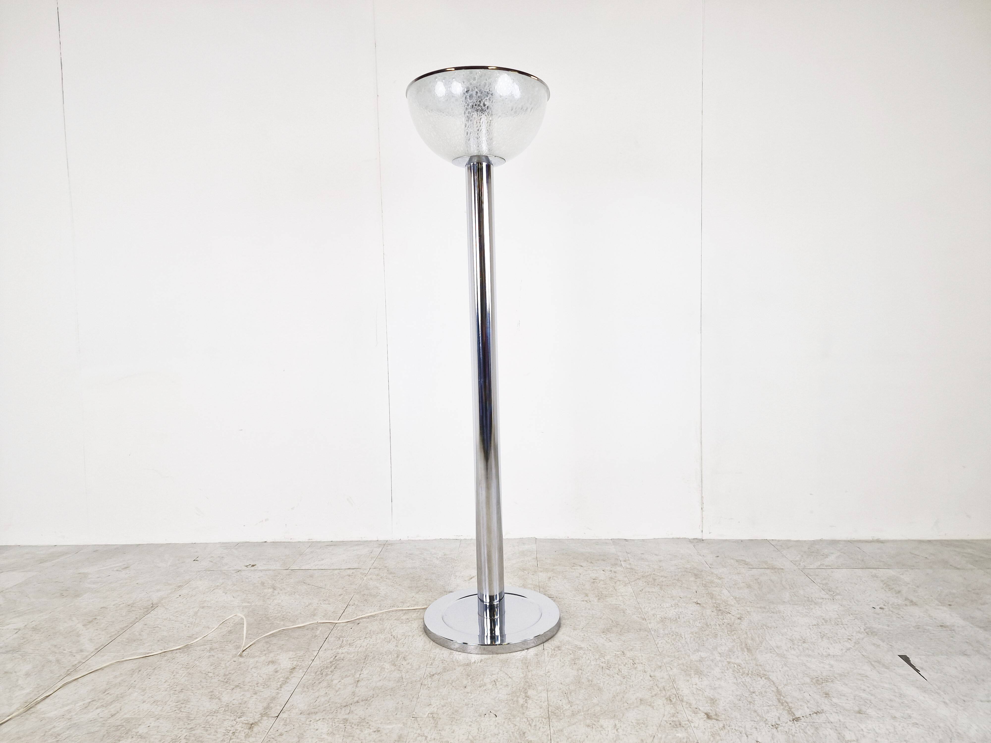 Vintage chrome and glass floor lamp, 1970s