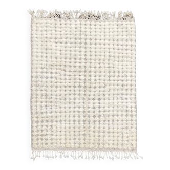 Grand tapis salon blanc berbere Beni Ourain neuf en laine 275x240 cm