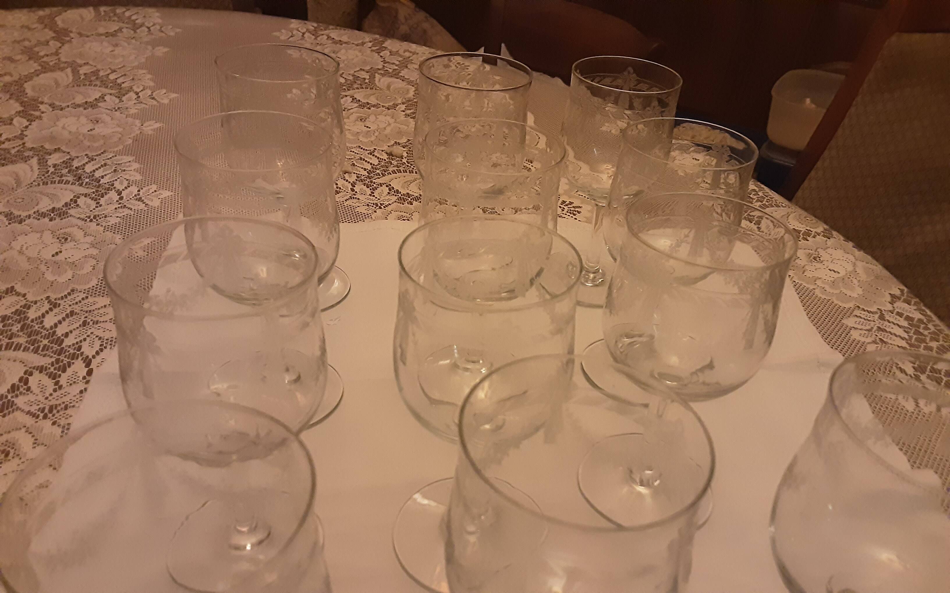 12 antique water glasses cut glass