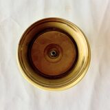 Large vintage brass and yellow glazed ceramic candle holder-ashtray