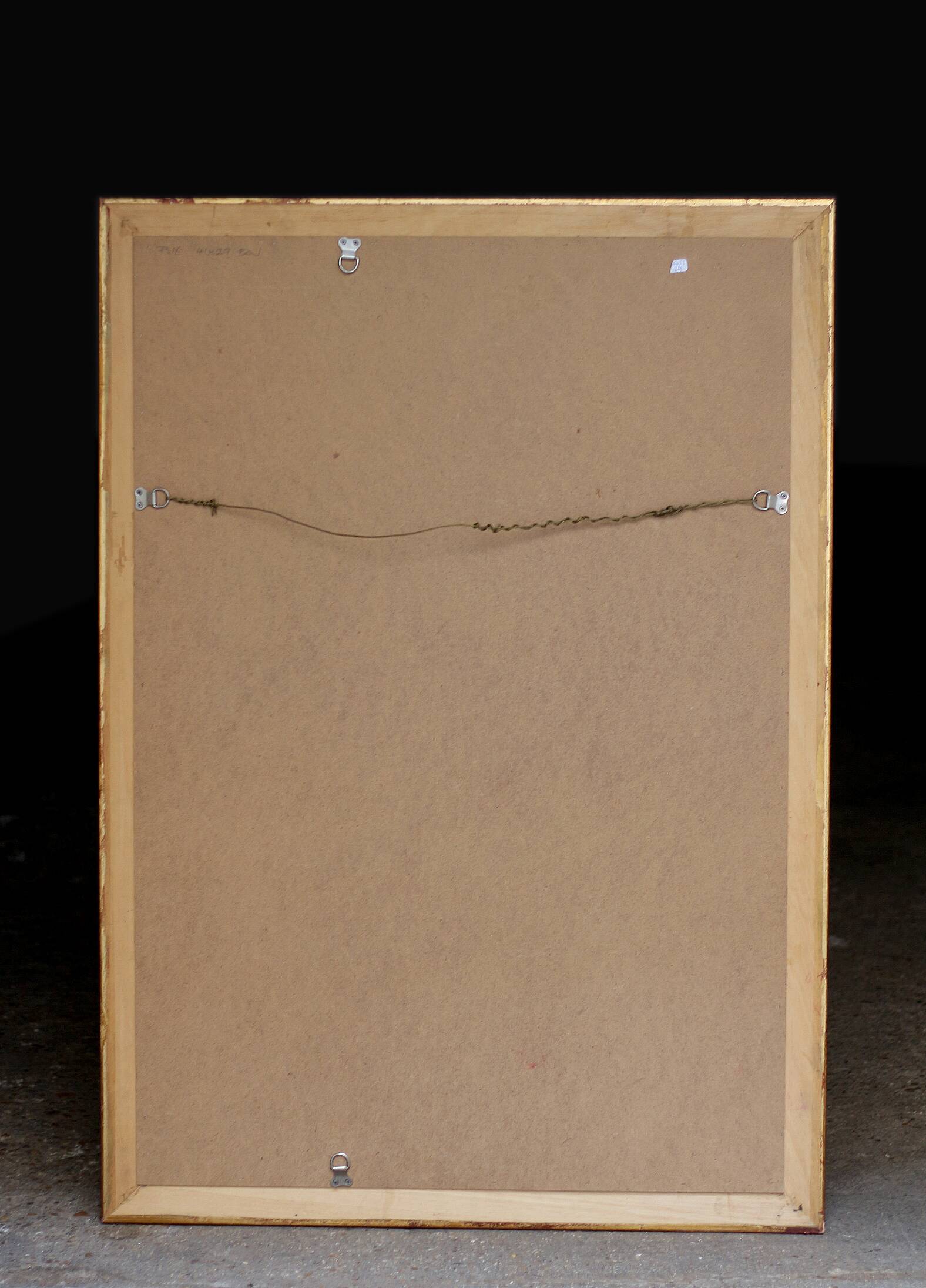 Miroir de cheminée en bois et stuc doré