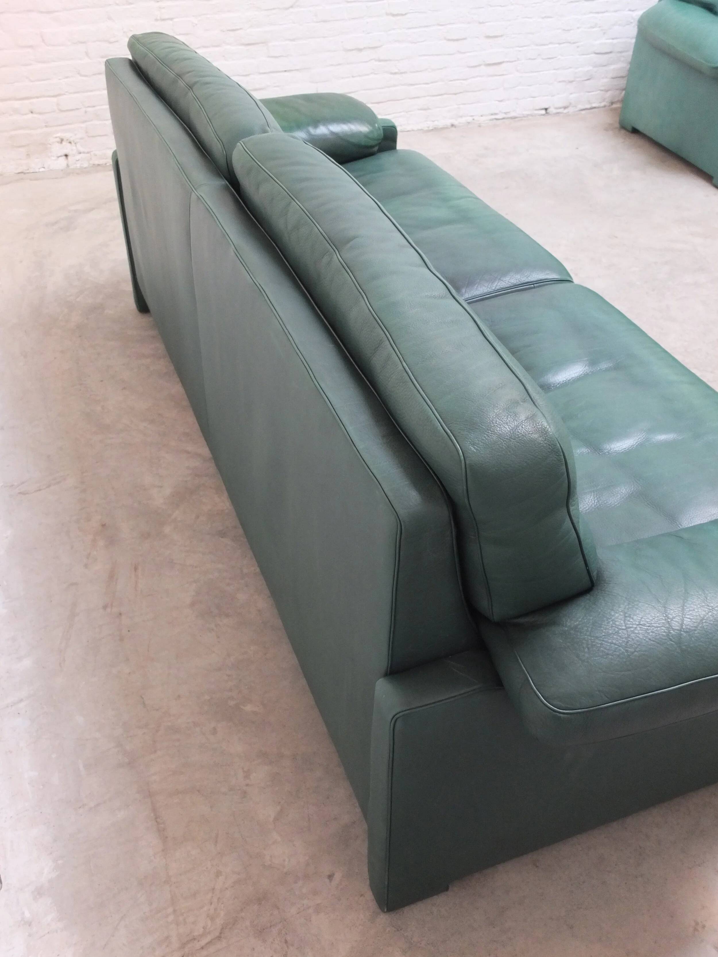 Green leather 3-seater 'DS-70' sofa by De Sede, 1980s