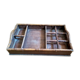 Plateau de service bois et rotin