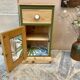 Pine bedside table with a green and raw wood makeover